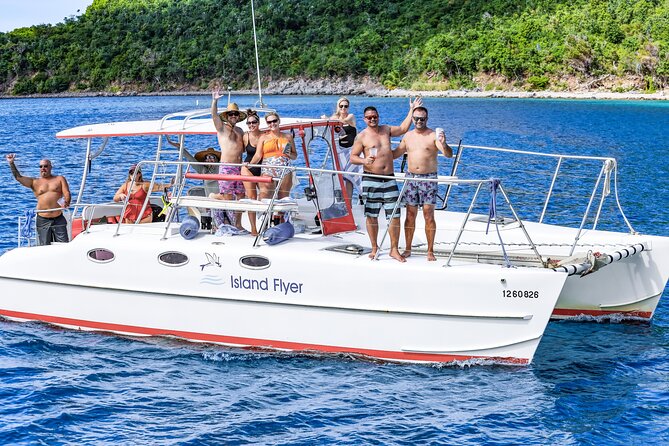 Full or Half Day Private Power Catamaran- USVI Beach and Snorkel - First, the feel of the boat: space, shade, and swim-ladder convenience