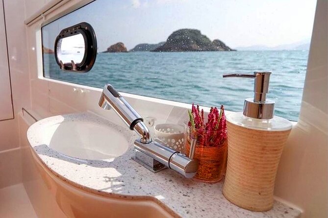 Luxury Catamaran Champagne Sunset Cruise - After sunset: Charlotte Amalie harbor lights and yachts